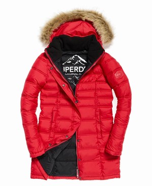 Superdry Mountain Super Fuji Női Kabát Barna/Piros | FVIRW0261